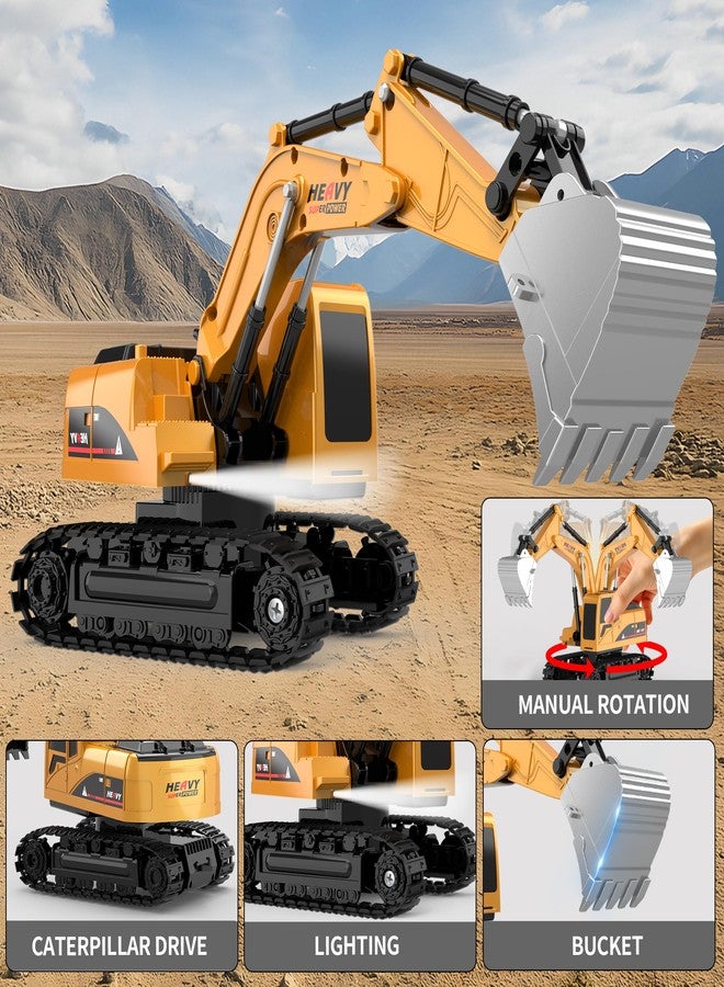 MQDMINI Remote Control Excavator and Dump Truck Toy Set - RC Construction Vehicles Toy with Barricades, Road Signs, Simulated Rocks, Lights and Sounds, Birthday Gifts for Toddlers 3-12 year Boys Girls - Image 5